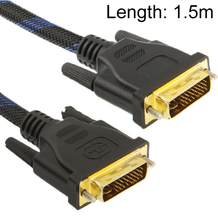 Cavo video DVI-I Dual Link 24+5 pin maschio-maschio stile rete in nylon, lunghezza: 1,5 m, DVI 24+5 1.5m Cavo video DVI-I Dual Link 24+5 pin maschio-maschio stile rete in nylon, lunghezza: 1,5 m, DVI 24+5 1.5m